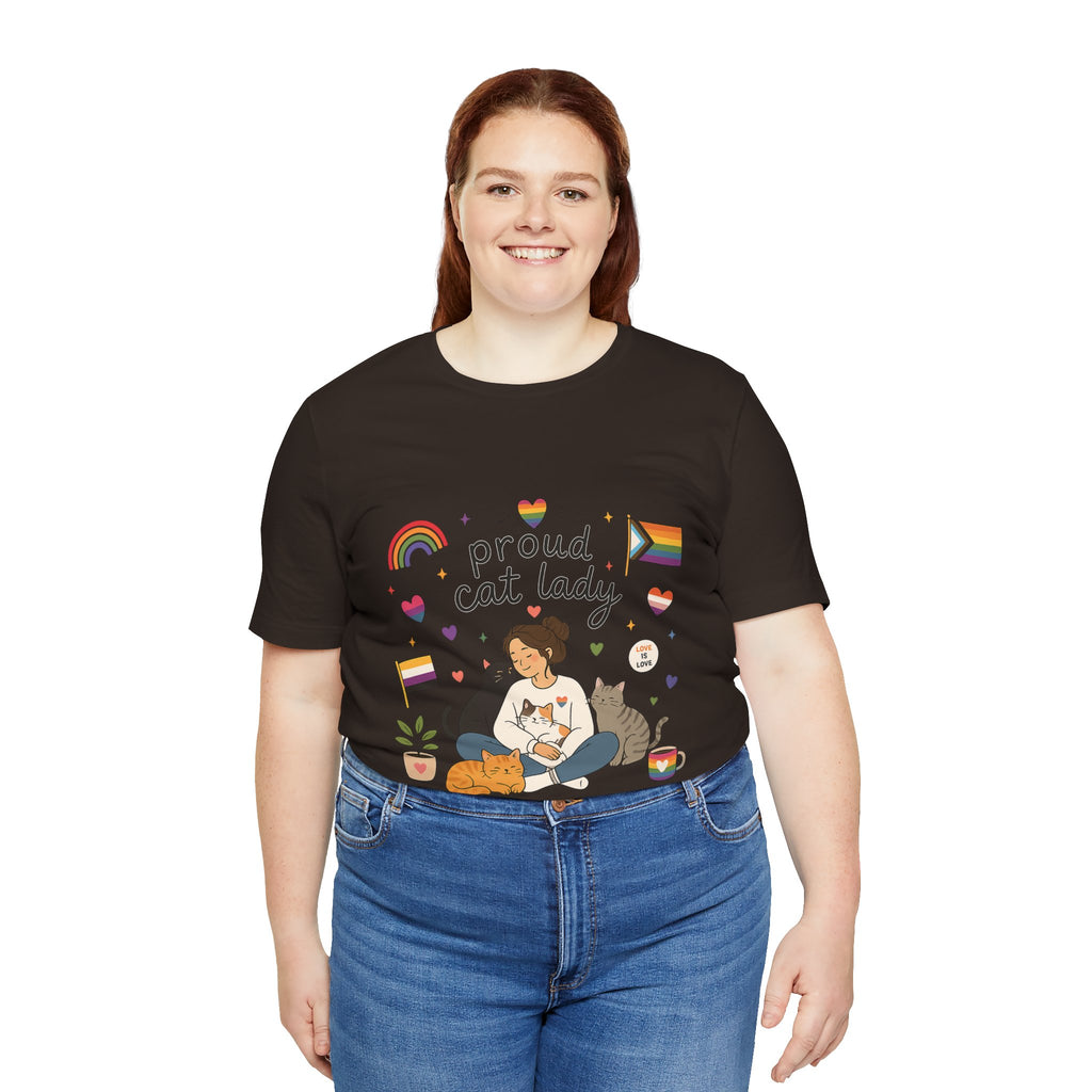 T-Shirt - Proud Cat Lady | LGBTQ+ Pride Cat Lover Shirt