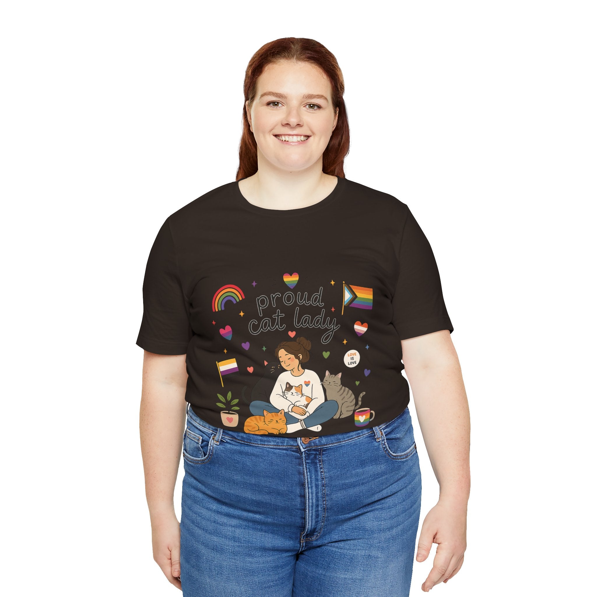 T-Shirt - Proud Cat Lady | LGBTQ+ Pride Cat Lover Shirt