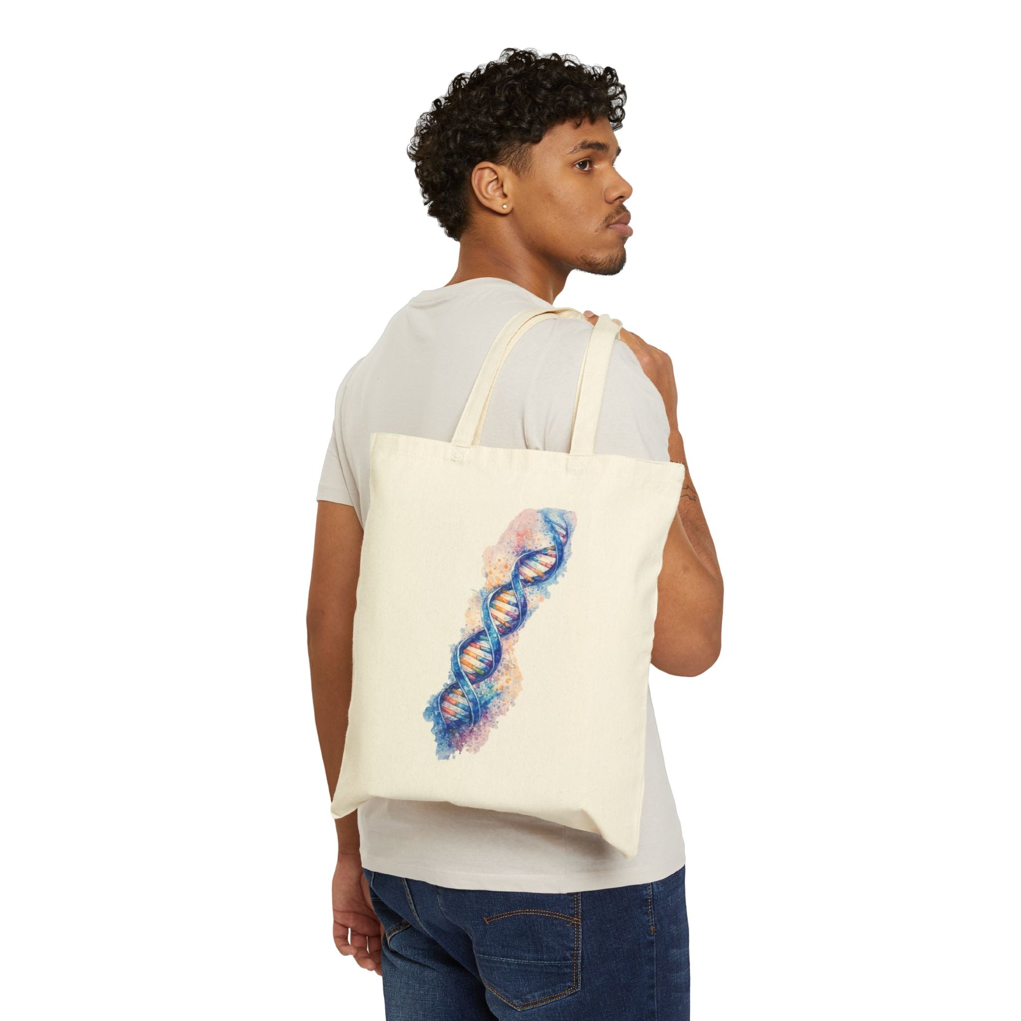 Tote Bag - Watercolor DNA Double Helix | Science & Genetics Art