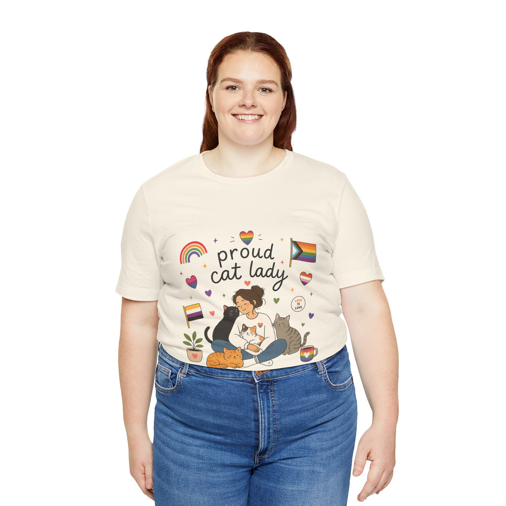 T-Shirt - Proud Cat Lady | LGBTQ+ Pride Cat Lover Shirt