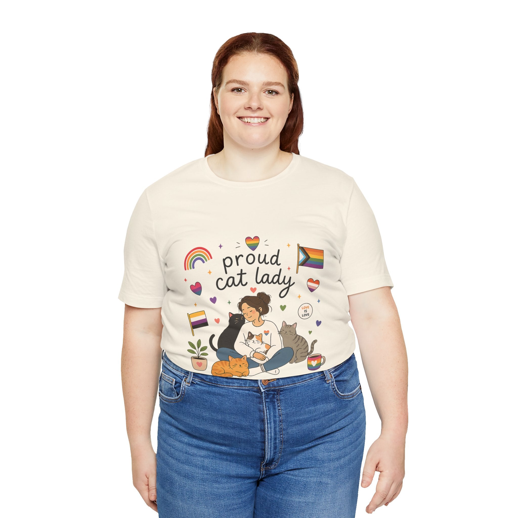 T-Shirt - Proud Cat Lady | LGBTQ+ Pride Cat Lover Shirt