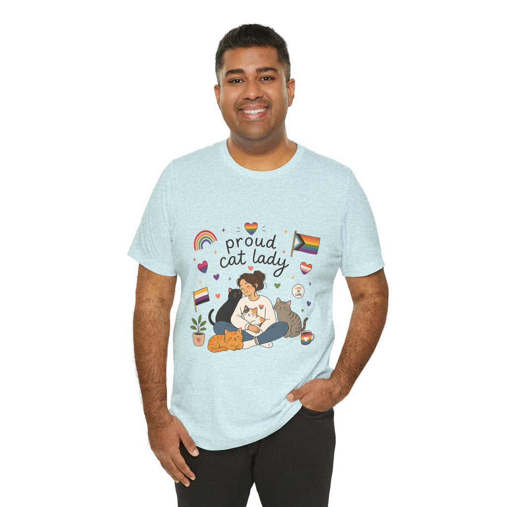 T-Shirt - Proud Cat Lady | LGBTQ+ Pride Cat Lover Shirt
