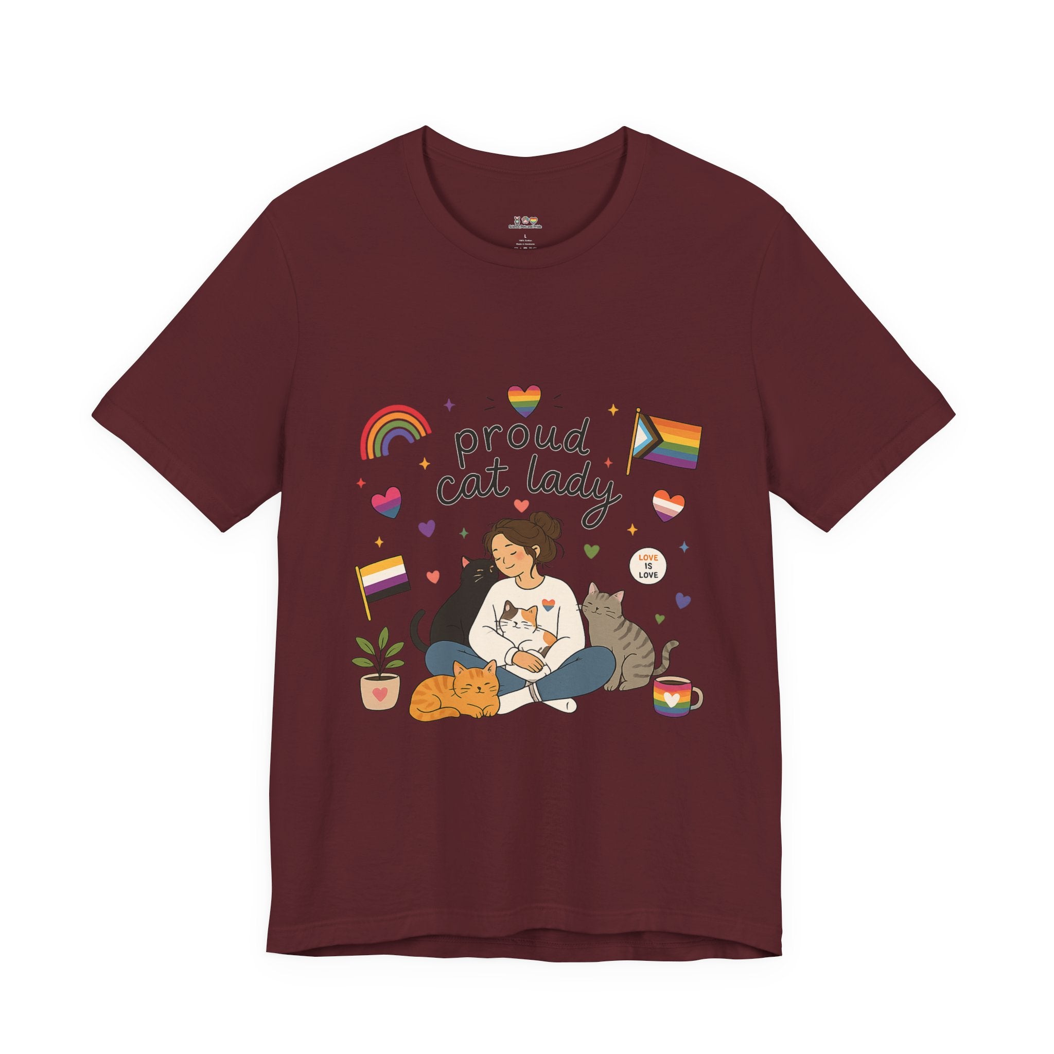 T-Shirt - Proud Cat Lady | LGBTQ+ Pride Cat Lover Shirt