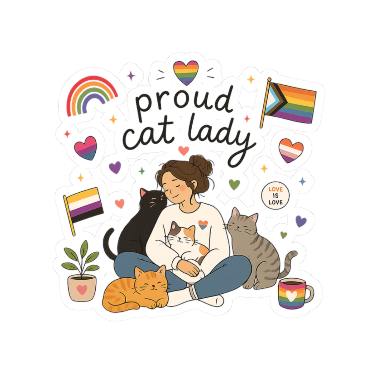Sticker - Proud Cat Lady | LGBTQ+ Pride Cat Lover