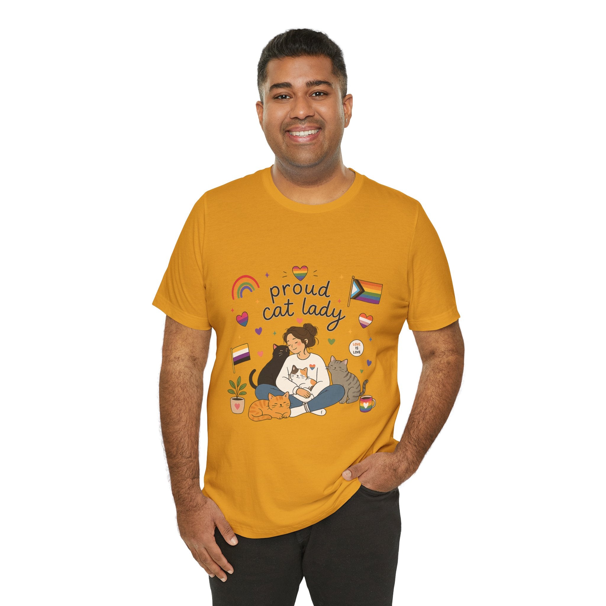 T-Shirt - Proud Cat Lady | LGBTQ+ Pride Cat Lover Shirt