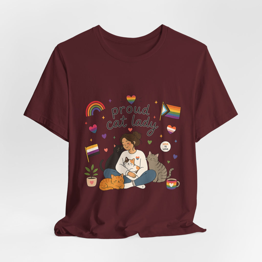 T-Shirt - Proud Cat Lady | LGBTQ+ Pride Cat Lover Shirt