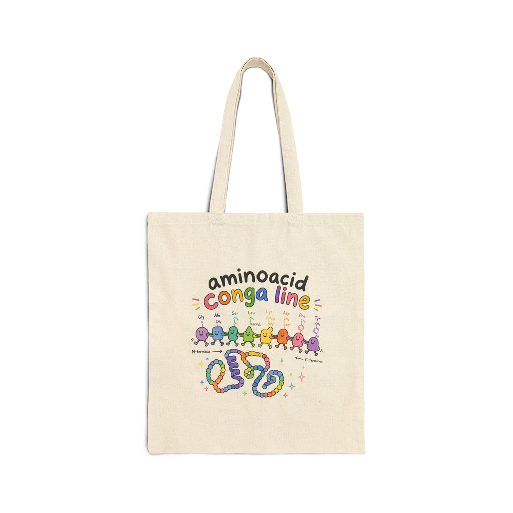 Tote Bag  - Aminoacid Conga Line Tote | Cute Rainbow Biology Canvas Bag