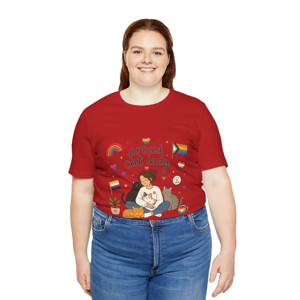 T-Shirt - Proud Cat Lady | LGBTQ+ Pride Cat Lover Shirt