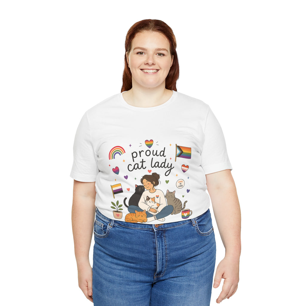 T-Shirt - Proud Cat Lady | LGBTQ+ Pride Cat Lover Shirt