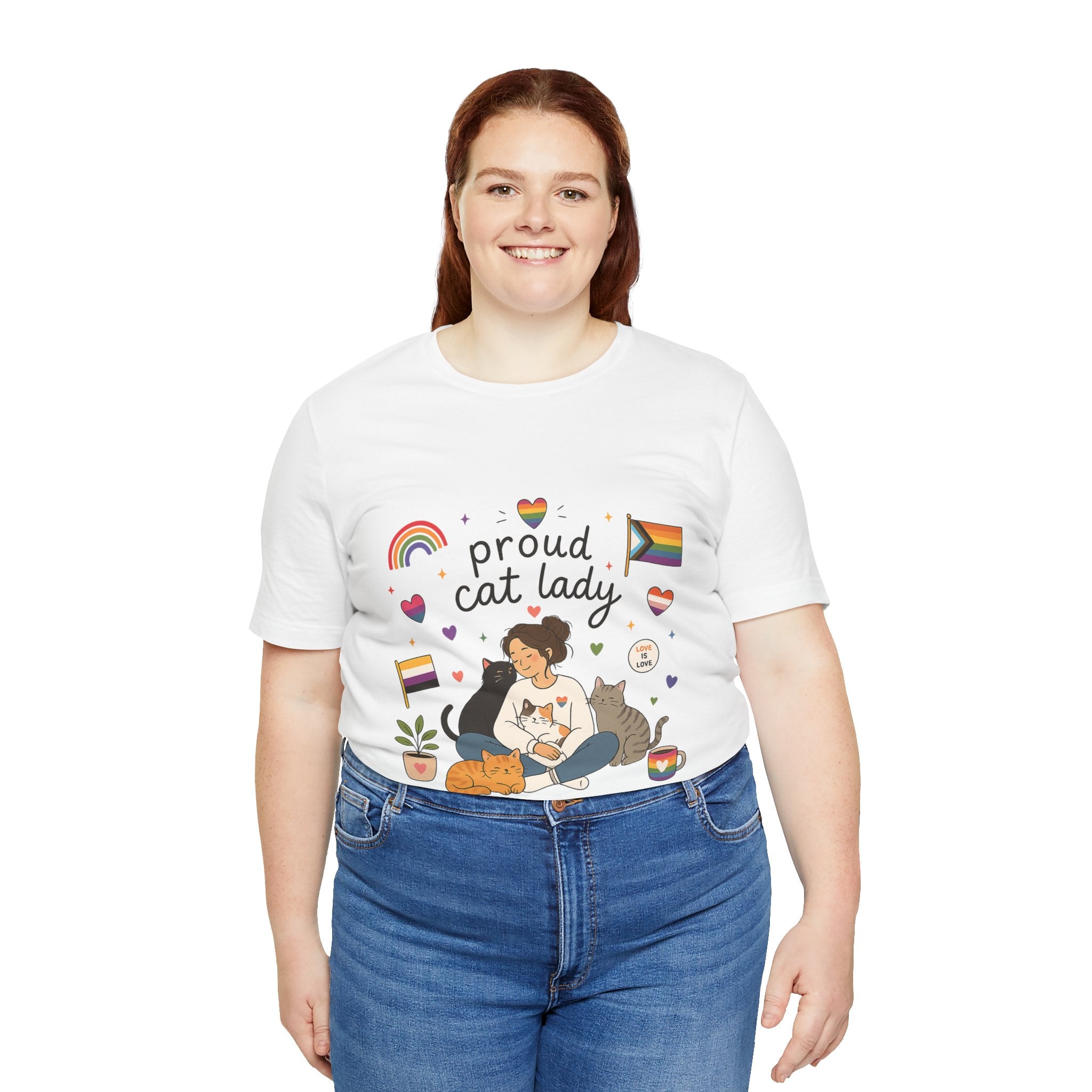 T-Shirt - Proud Cat Lady | LGBTQ+ Pride Cat Lover Shirt
