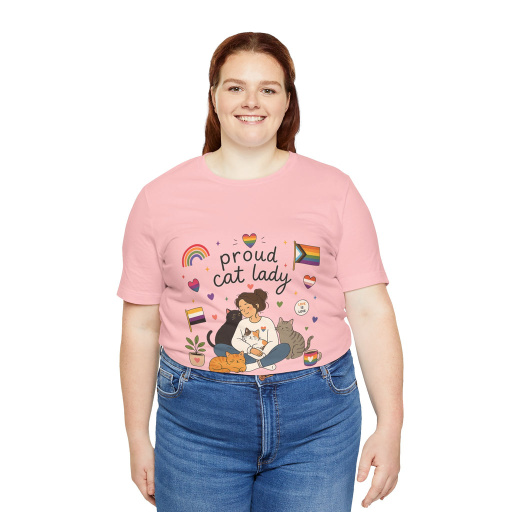 T-Shirt - Proud Cat Lady | LGBTQ+ Pride Cat Lover Shirt