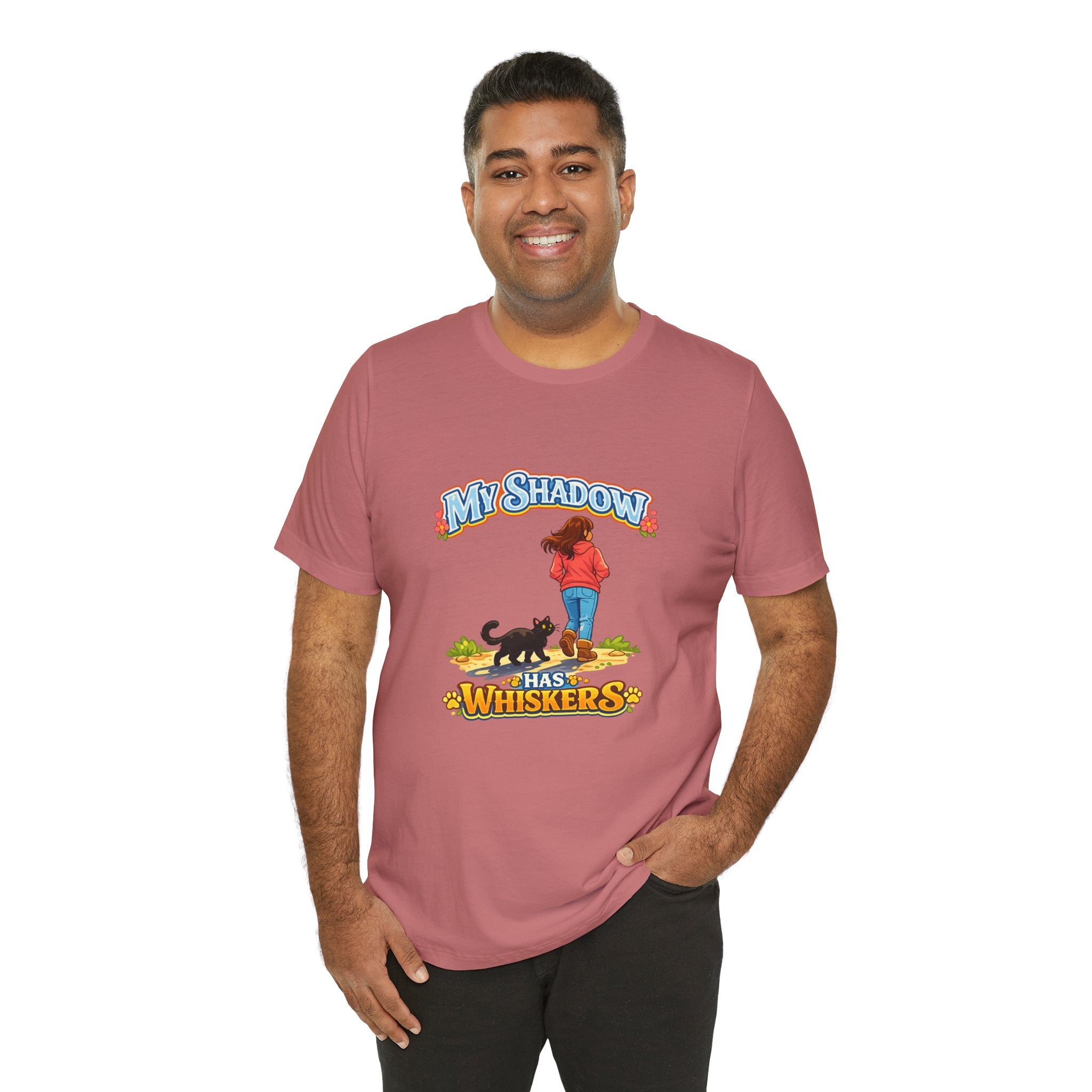 T-Shirt - My Shadow Has Whiskers | Black Cat Lover Design