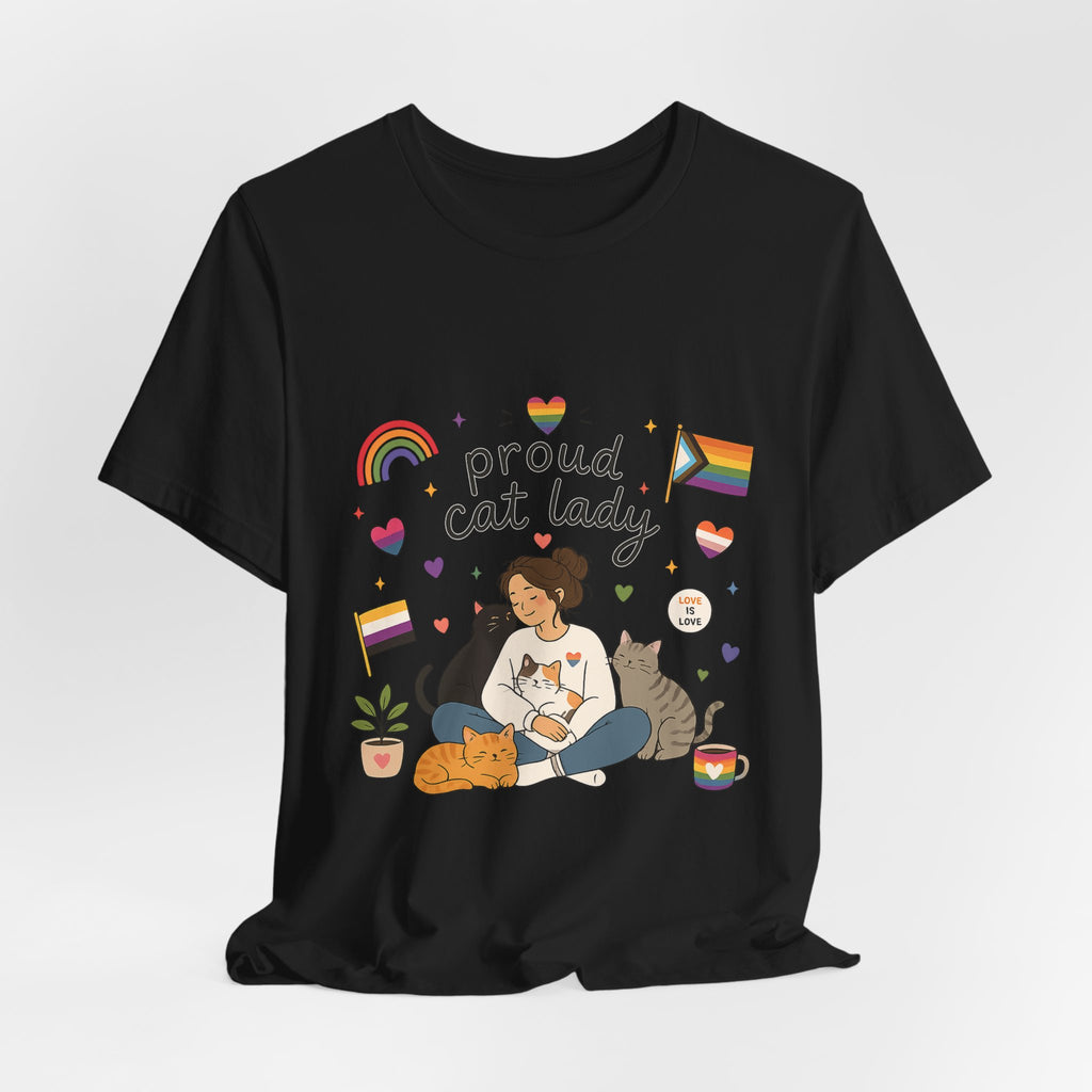 T-Shirt - Proud Cat Lady | LGBTQ+ Pride Cat Lover Shirt