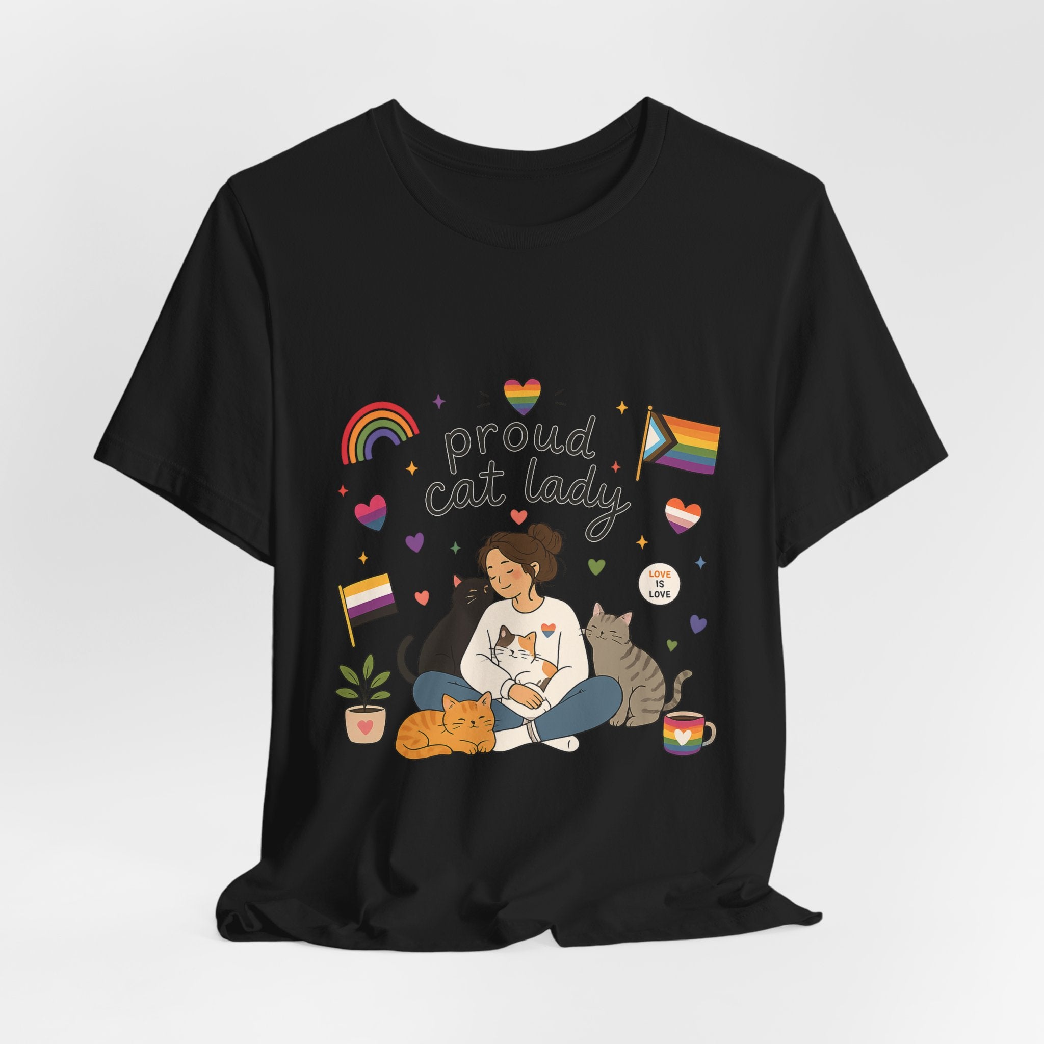 T-Shirt - Proud Cat Lady | LGBTQ+ Pride Cat Lover Shirt