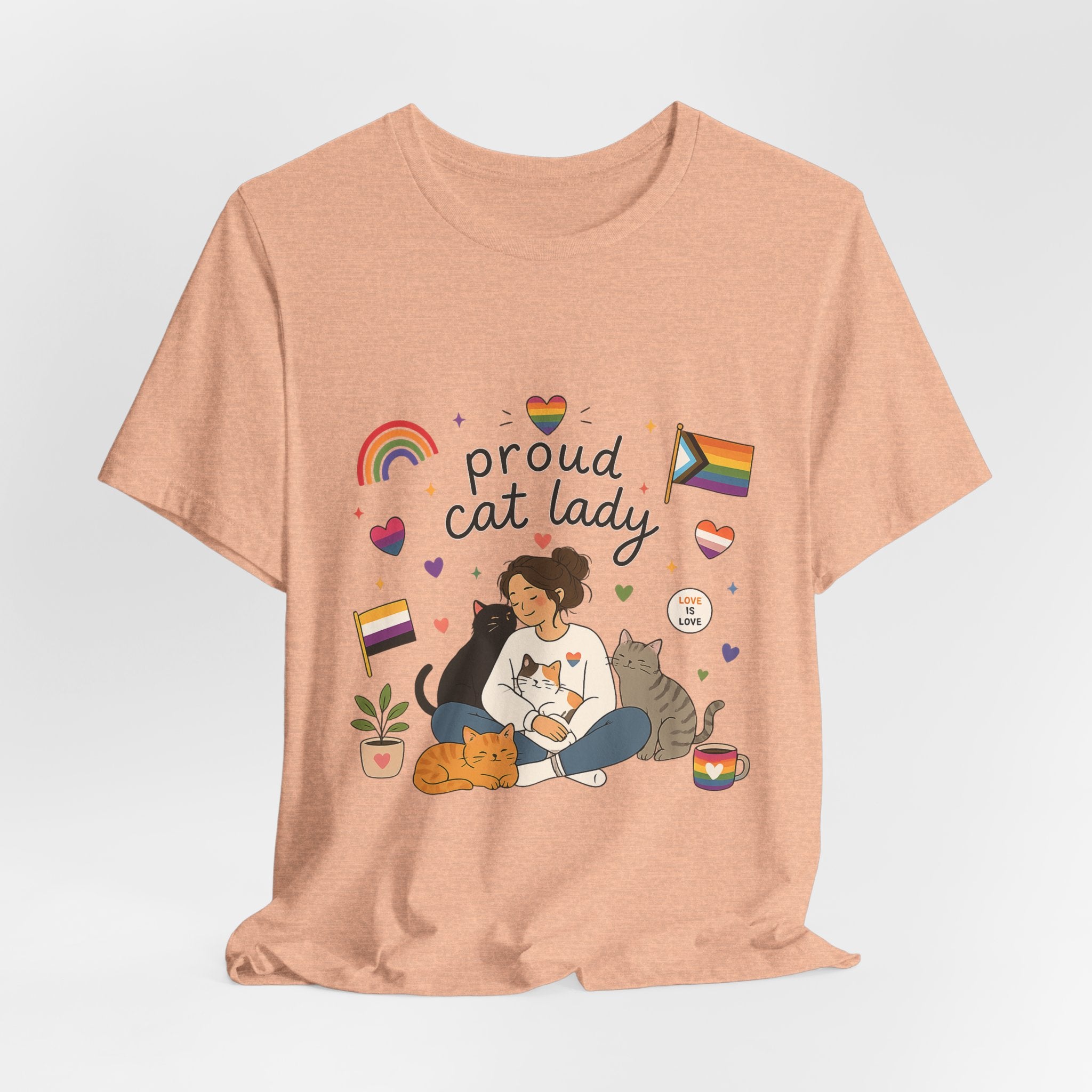T-Shirt - Proud Cat Lady | LGBTQ+ Pride Cat Lover Shirt