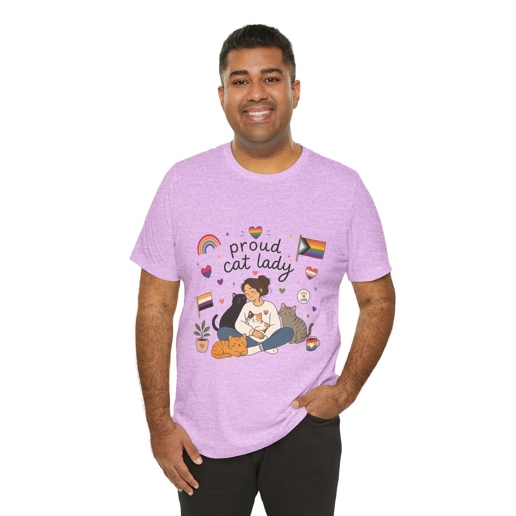 T-Shirt - Proud Cat Lady | LGBTQ+ Pride Cat Lover Shirt