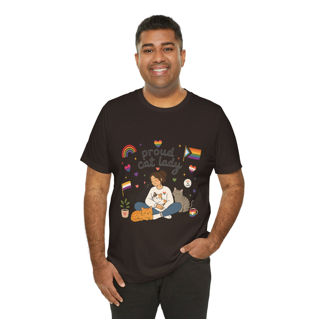 T-Shirt - Proud Cat Lady | LGBTQ+ Pride Cat Lover Shirt