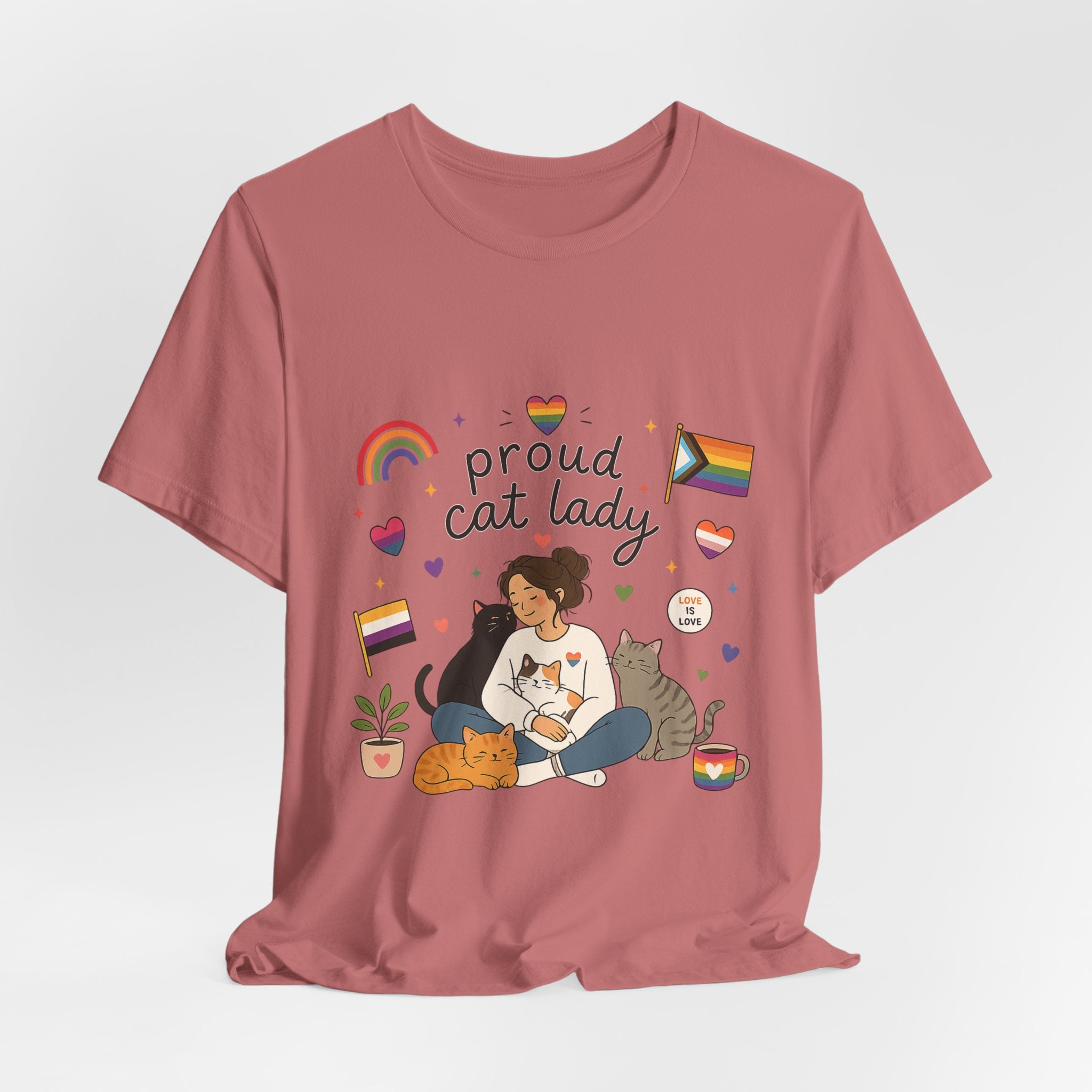 T-Shirt - Proud Cat Lady | LGBTQ+ Pride Cat Lover Shirt