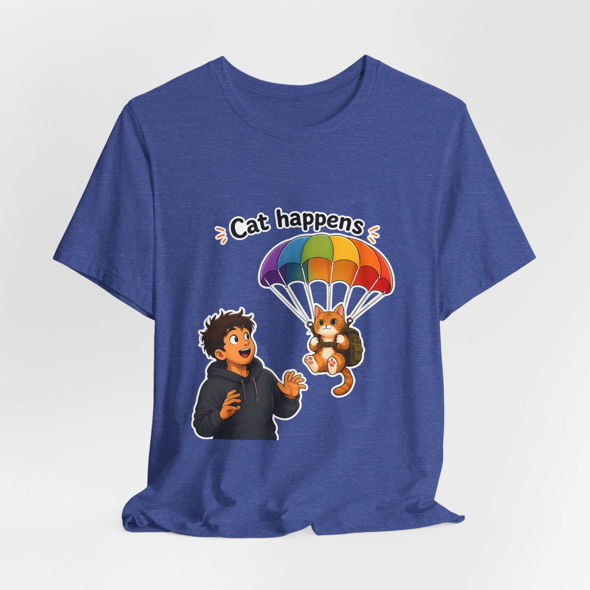 T‑Shirt - Cat Happens | Funny Parachuting Cat Graphic Tee