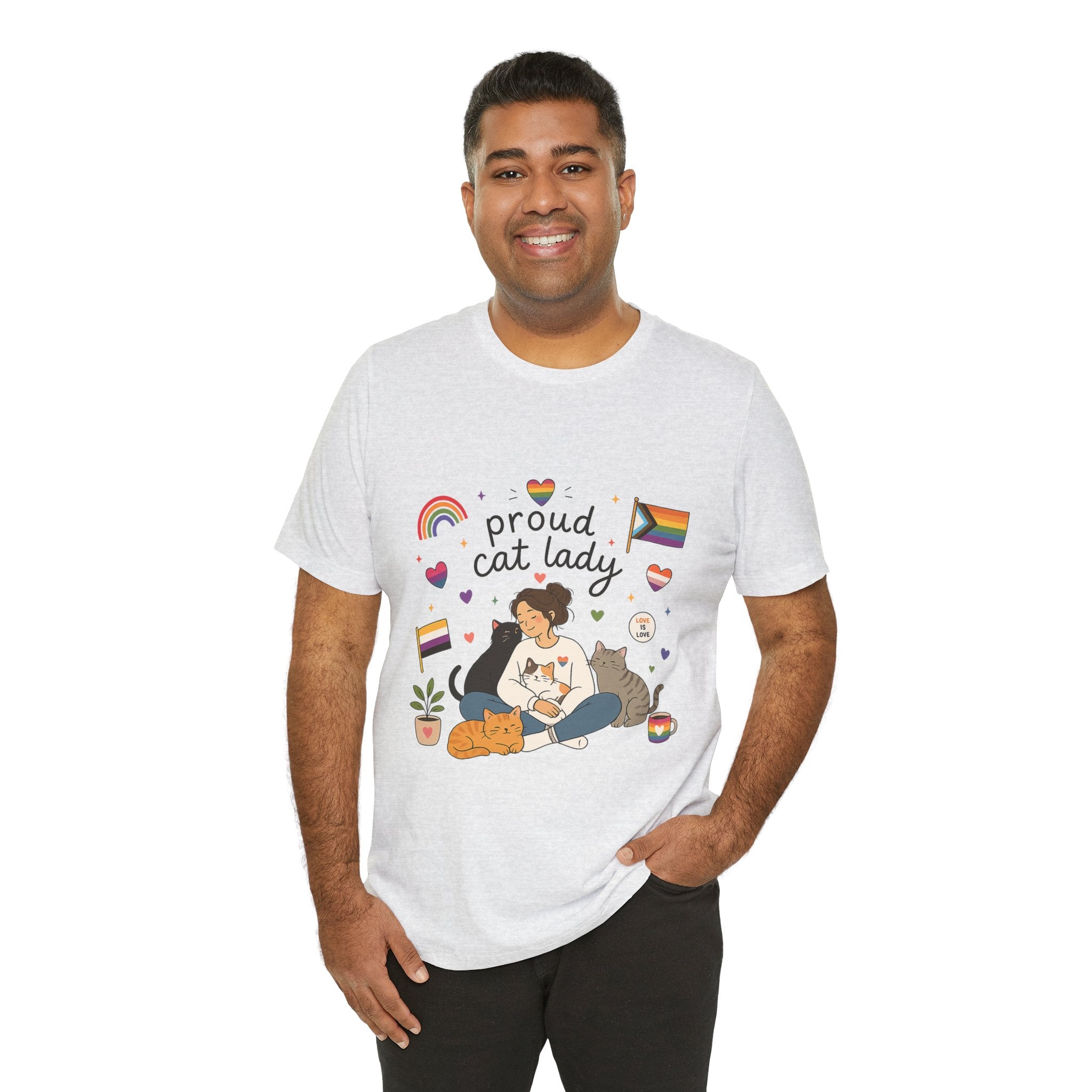 T-Shirt - Proud Cat Lady | LGBTQ+ Pride Cat Lover Shirt