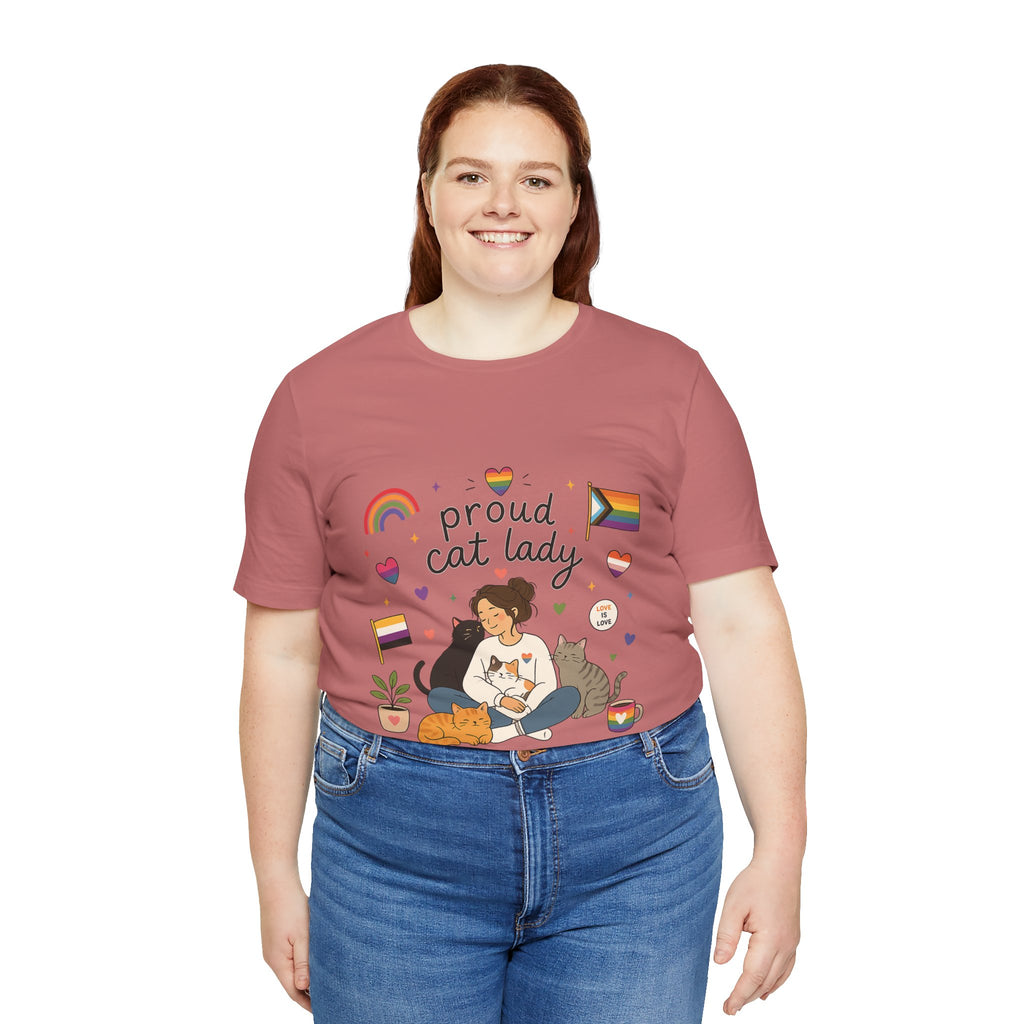 T-Shirt - Proud Cat Lady | LGBTQ+ Pride Cat Lover Shirt
