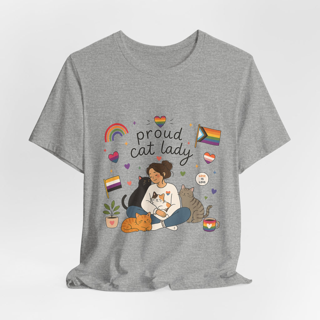 T-Shirt - Proud Cat Lady | LGBTQ+ Pride Cat Lover Shirt