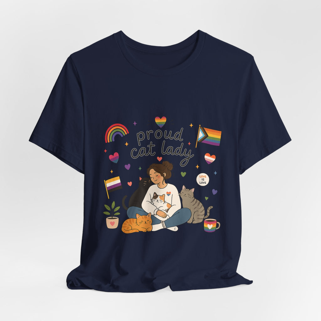 T-Shirt - Proud Cat Lady | LGBTQ+ Pride Cat Lover Shirt