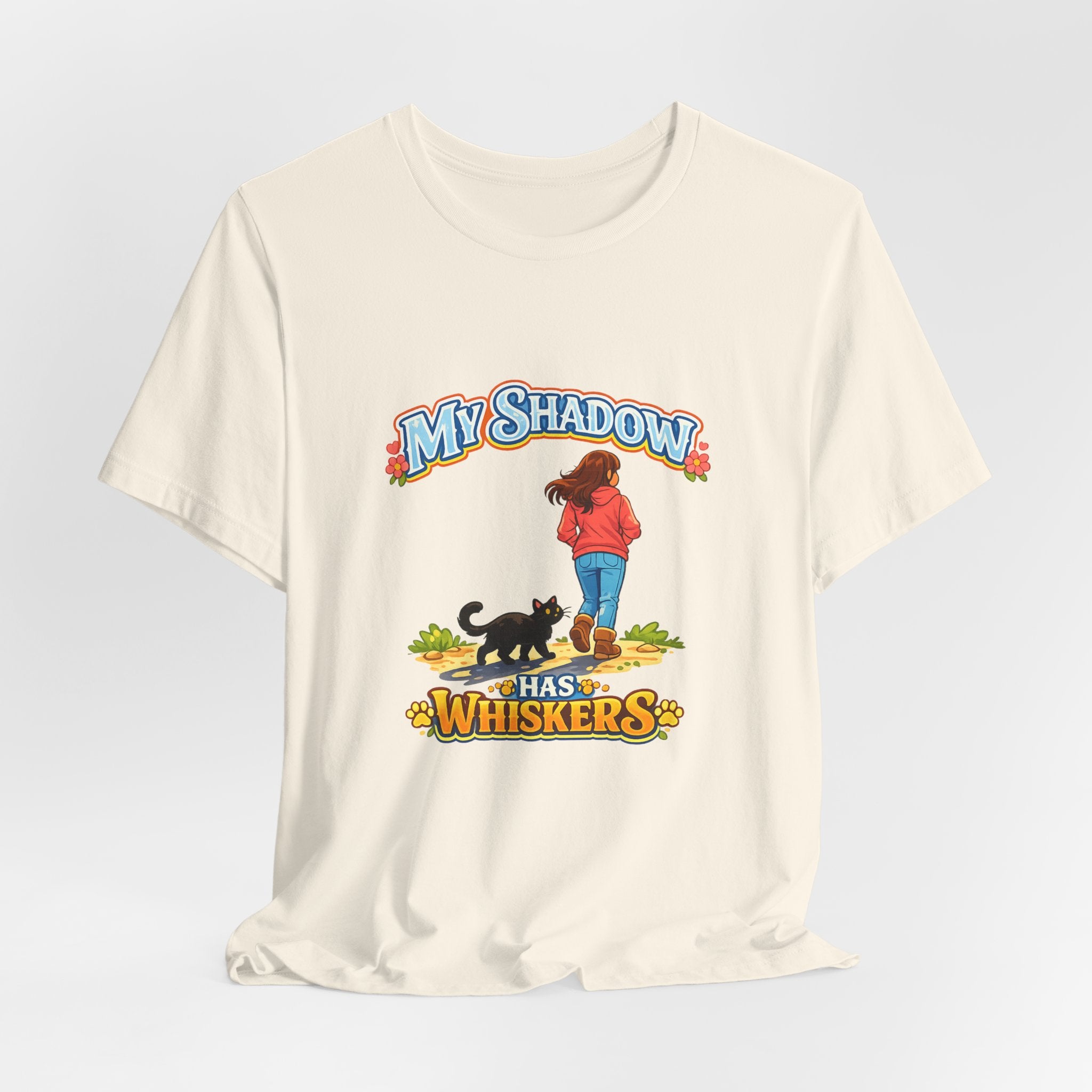 T-Shirt - My Shadow Has Whiskers | Black Cat Lover Design