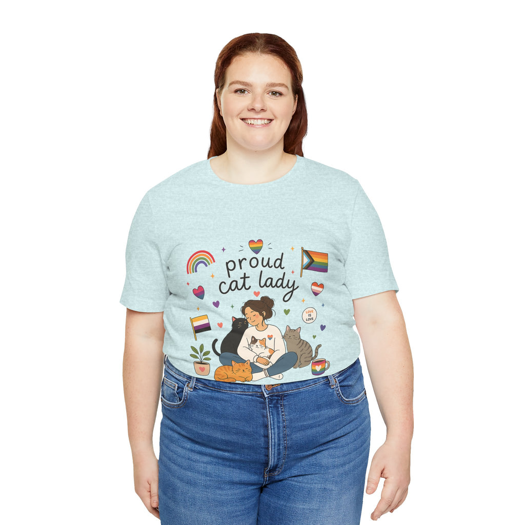 T-Shirt - Proud Cat Lady | LGBTQ+ Pride Cat Lover Shirt