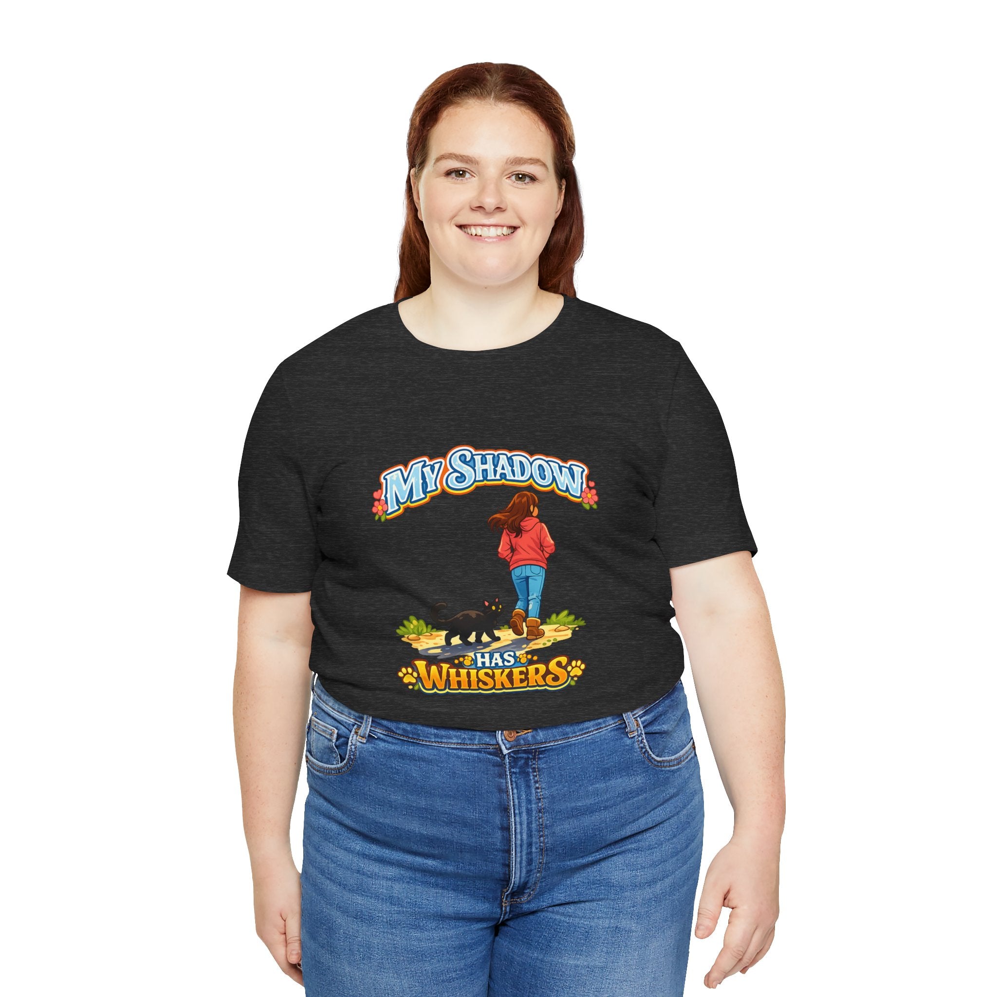 T-Shirt - My Shadow Has Whiskers | Black Cat Lover Design