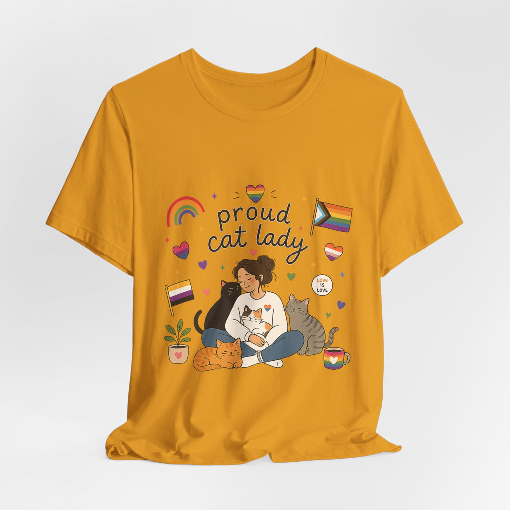 T-Shirt - Proud Cat Lady | LGBTQ+ Pride Cat Lover Shirt