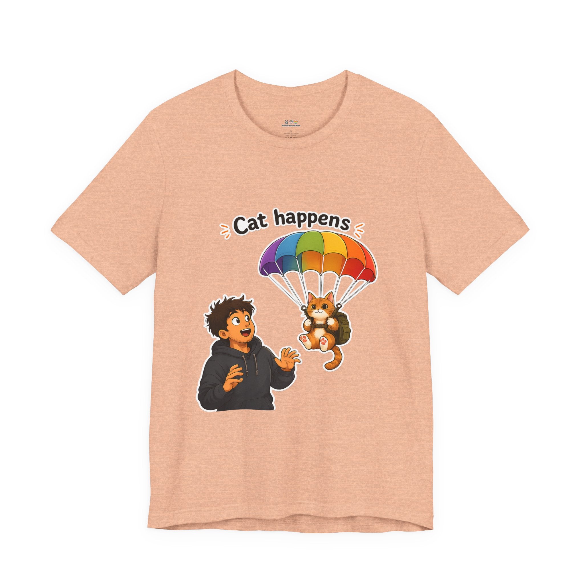 T‑Shirt - Cat Happens | Funny Parachuting Cat Graphic Tee