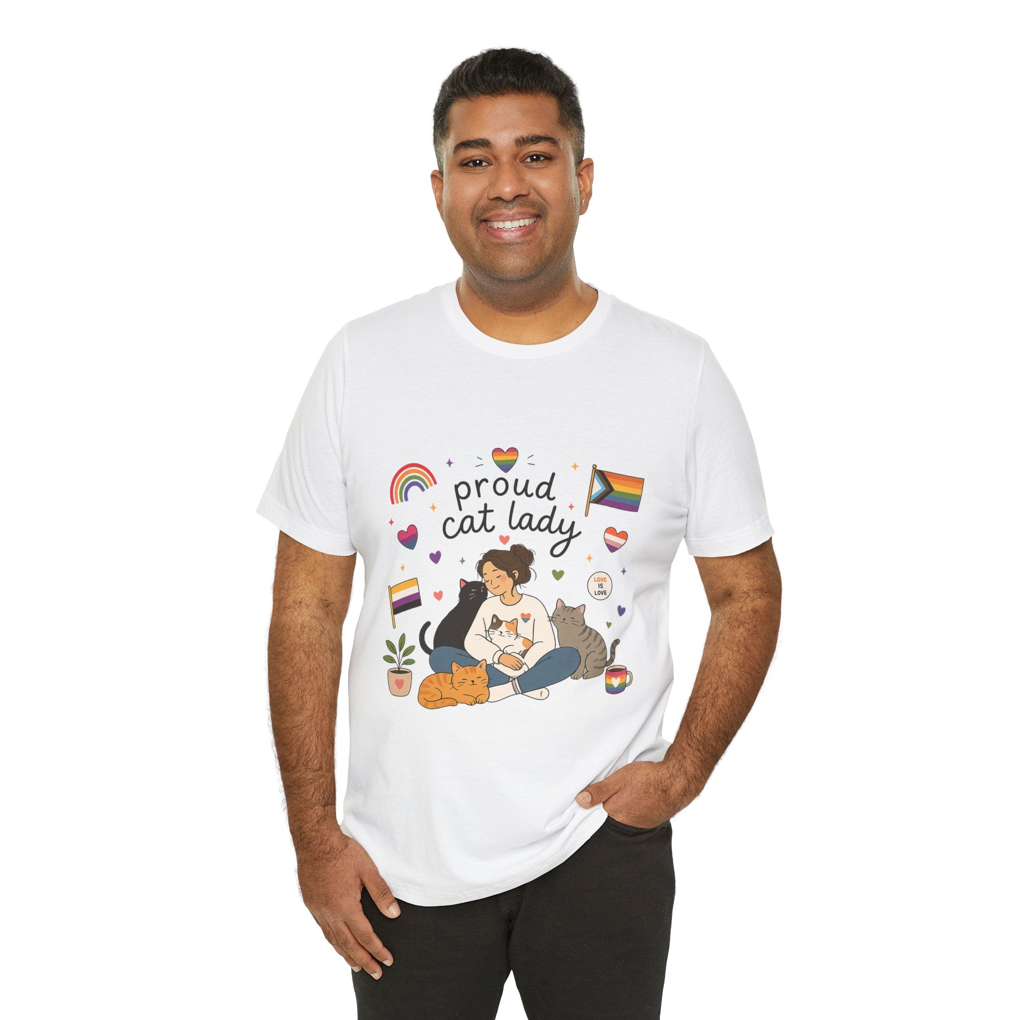 T-Shirt - Proud Cat Lady | LGBTQ+ Pride Cat Lover Shirt