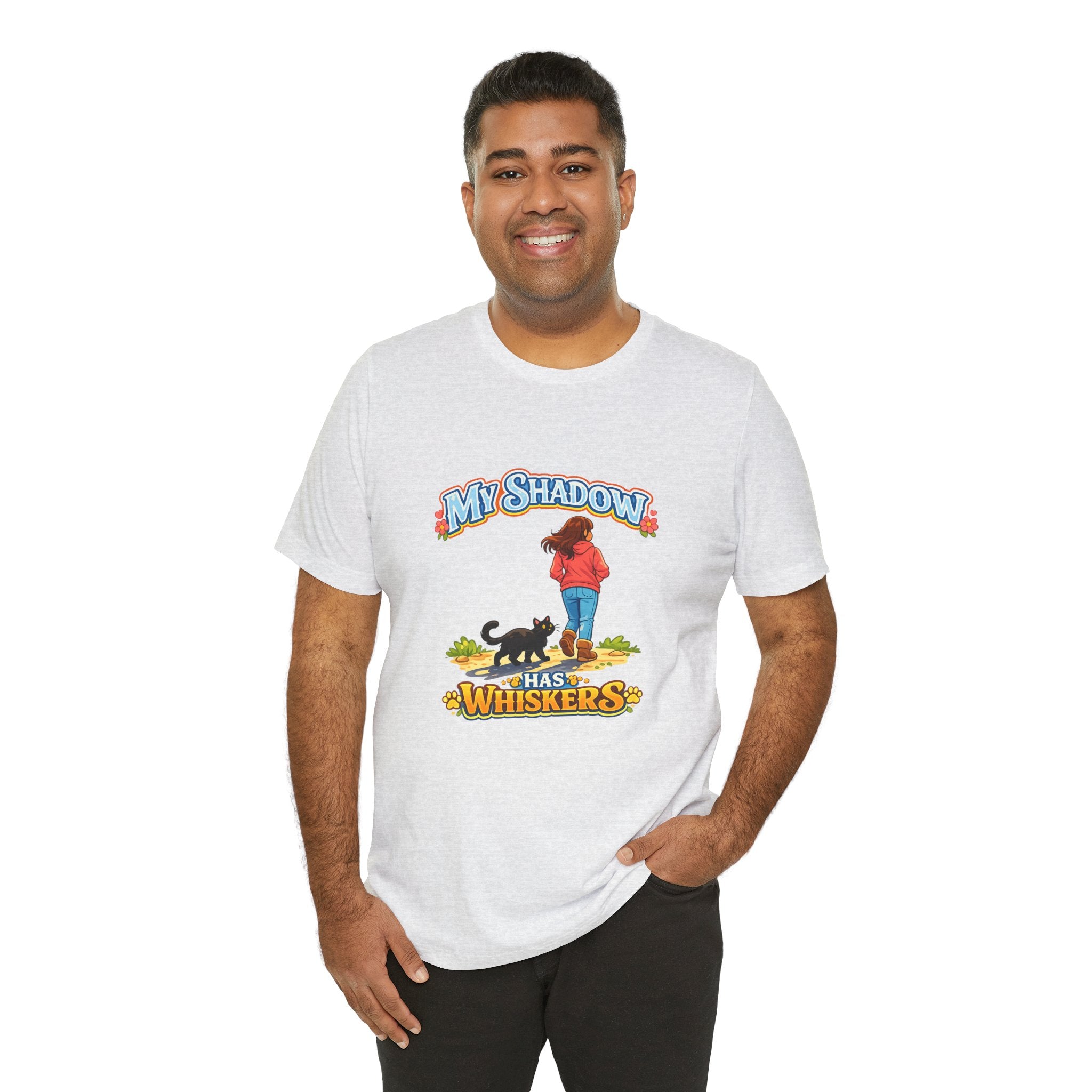 T-Shirt - My Shadow Has Whiskers | Black Cat Lover Design