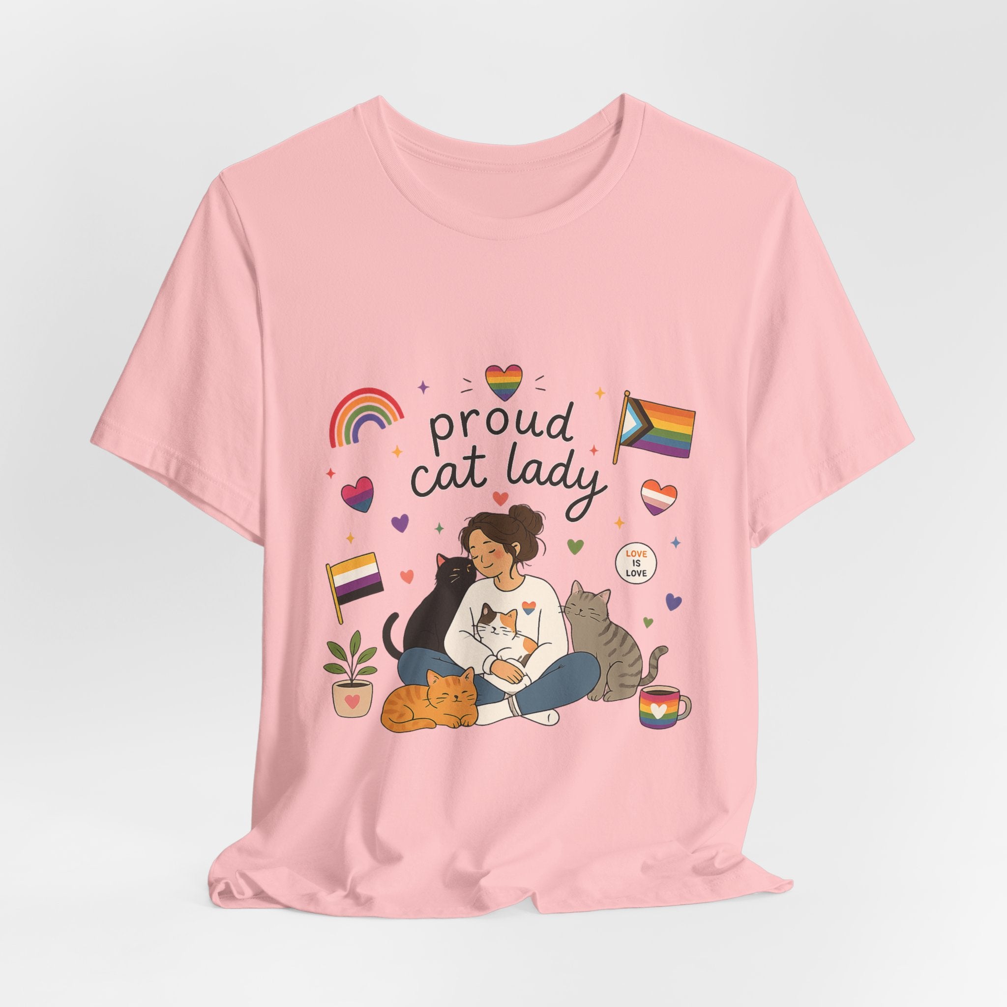 T-Shirt - Proud Cat Lady | LGBTQ+ Pride Cat Lover Shirt