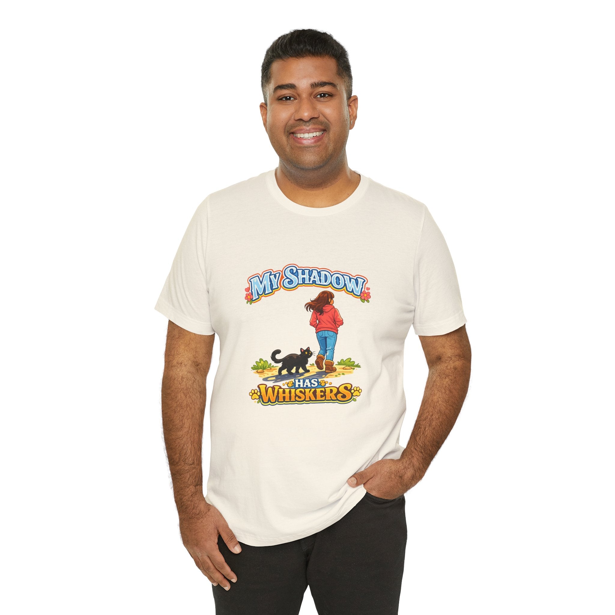 T-Shirt - My Shadow Has Whiskers | Black Cat Lover Design