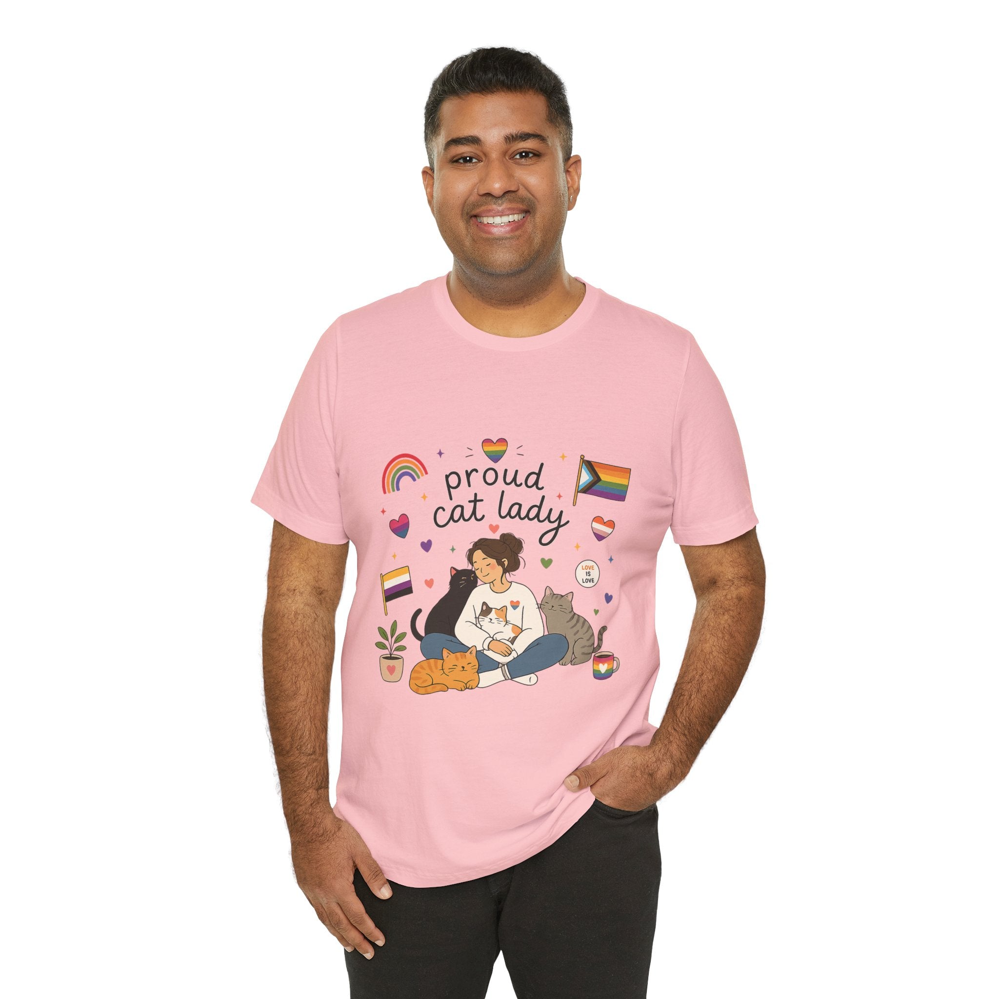 T-Shirt - Proud Cat Lady | LGBTQ+ Pride Cat Lover Shirt