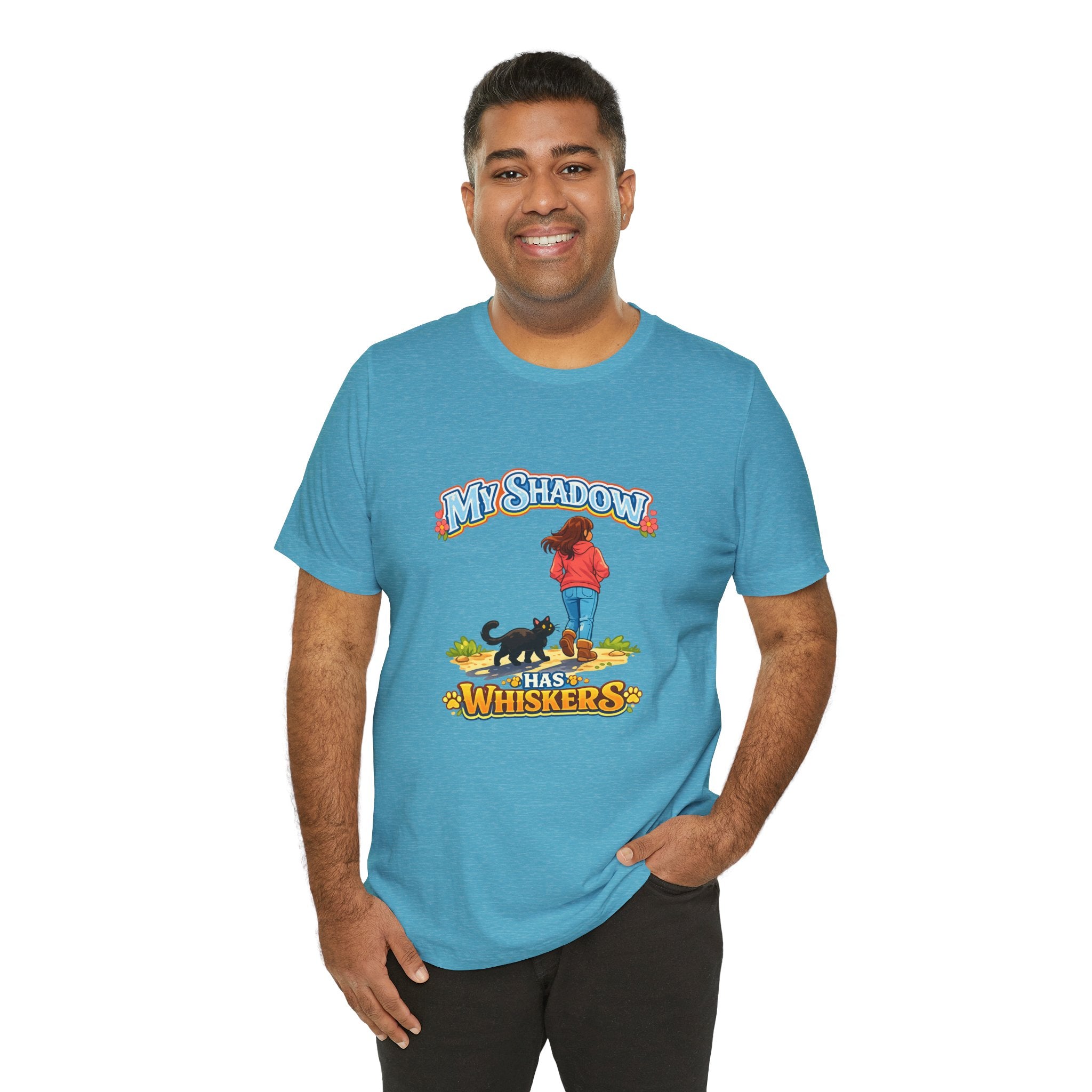 T-Shirt - My Shadow Has Whiskers | Black Cat Lover Design