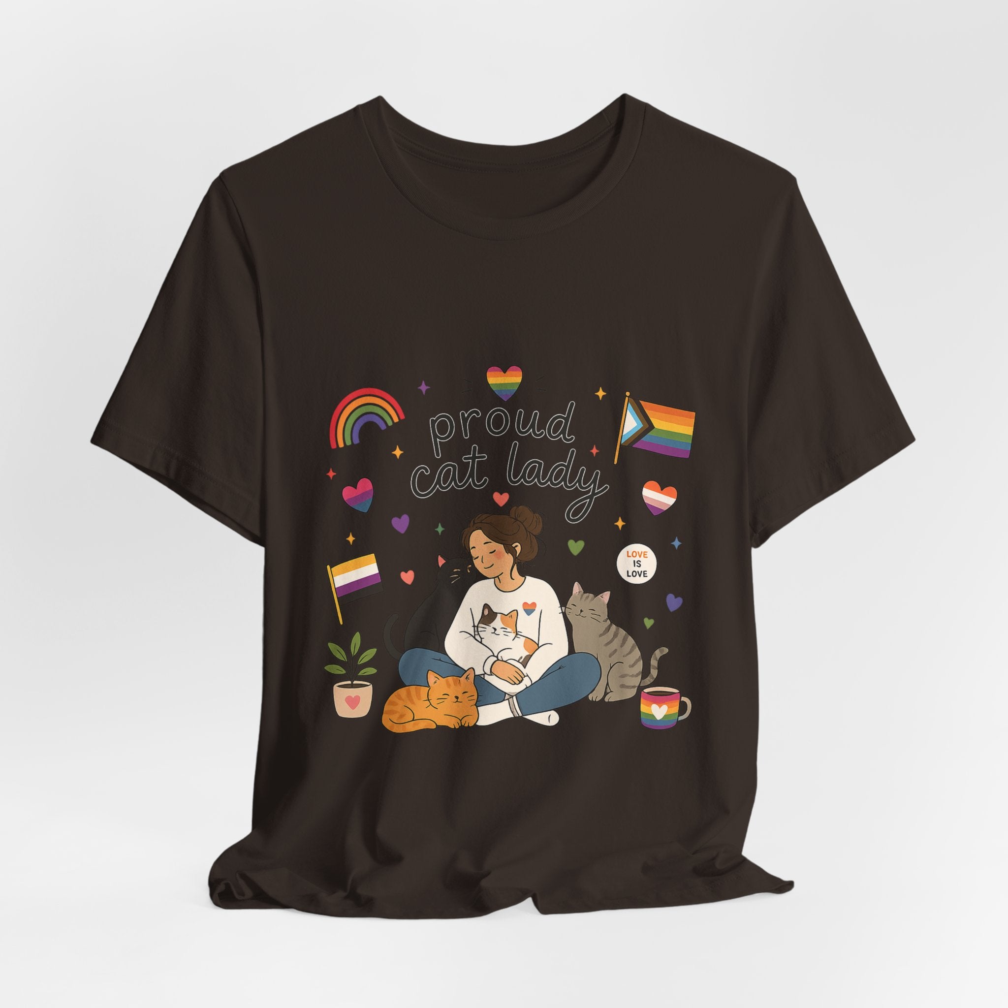 T-Shirt - Proud Cat Lady | LGBTQ+ Pride Cat Lover Shirt