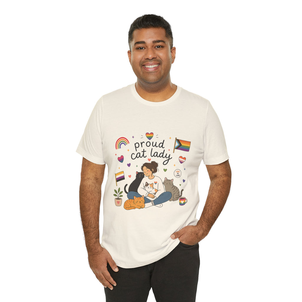 T-Shirt - Proud Cat Lady | LGBTQ+ Pride Cat Lover Shirt