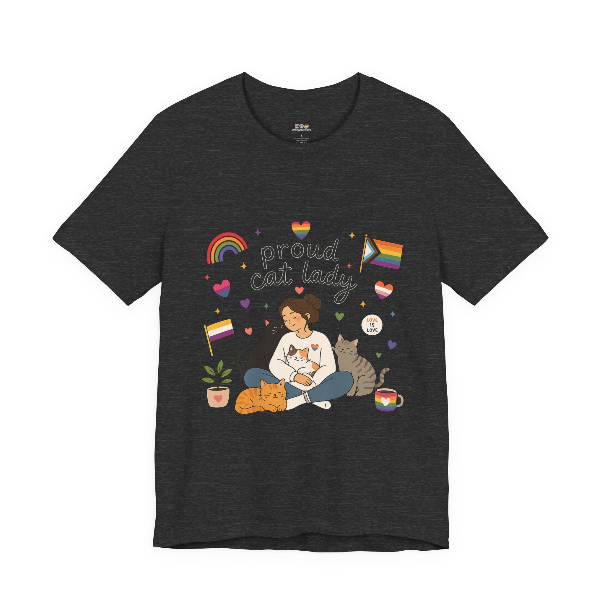 T-Shirt - Proud Cat Lady | LGBTQ+ Pride Cat Lover Shirt