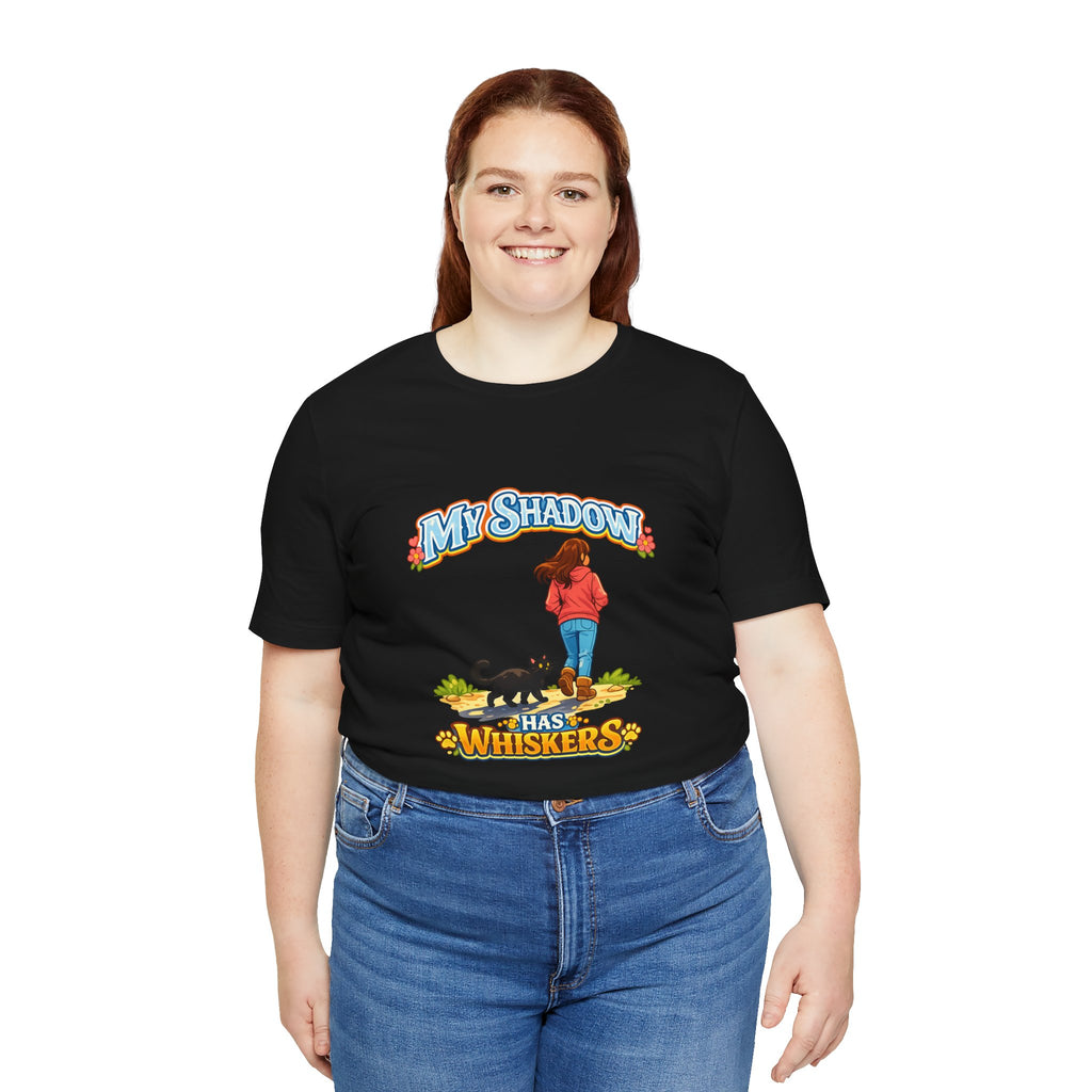 T-Shirt - My Shadow Has Whiskers | Black Cat Lover Design