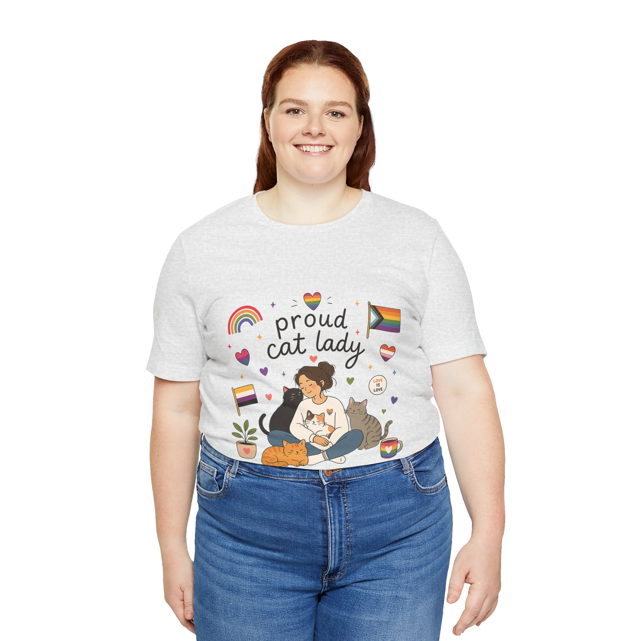 T-Shirt - Proud Cat Lady | LGBTQ+ Pride Cat Lover Shirt