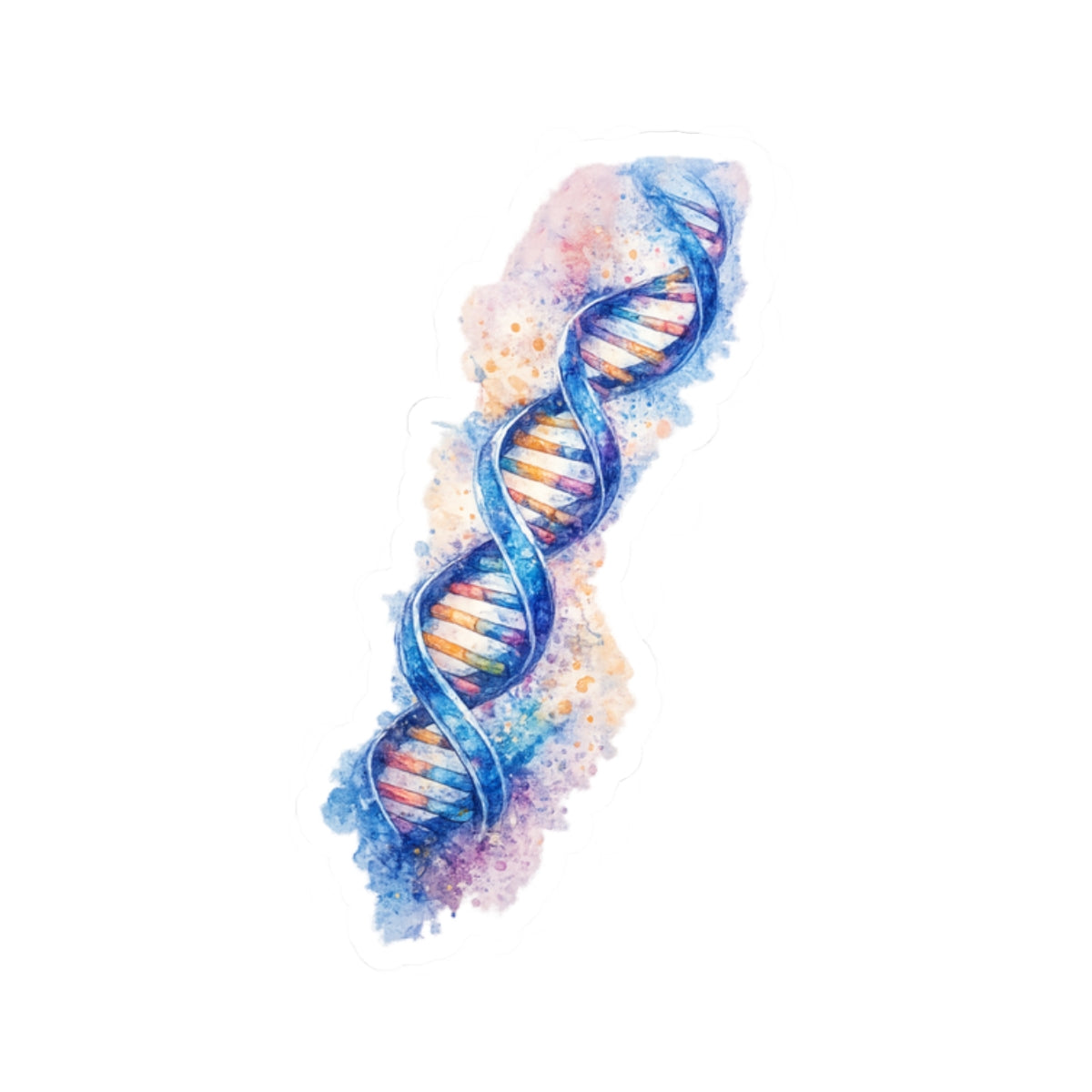 Sticker - Watercolor DNA Double Helix | Elegant Genetics & Science Art