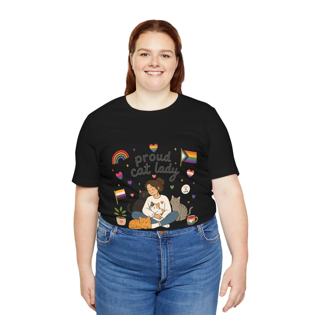 T-Shirt - Proud Cat Lady | LGBTQ+ Pride Cat Lover Shirt
