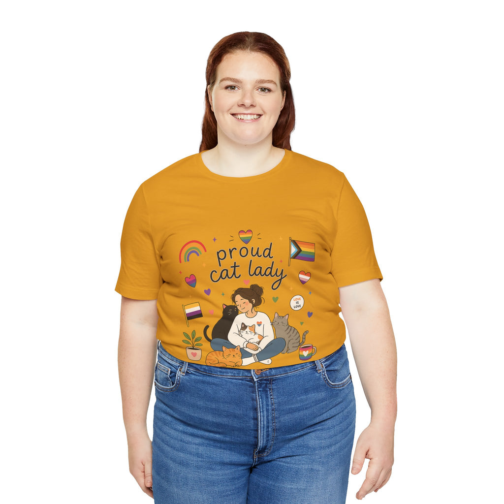 T-Shirt - Proud Cat Lady | LGBTQ+ Pride Cat Lover Shirt