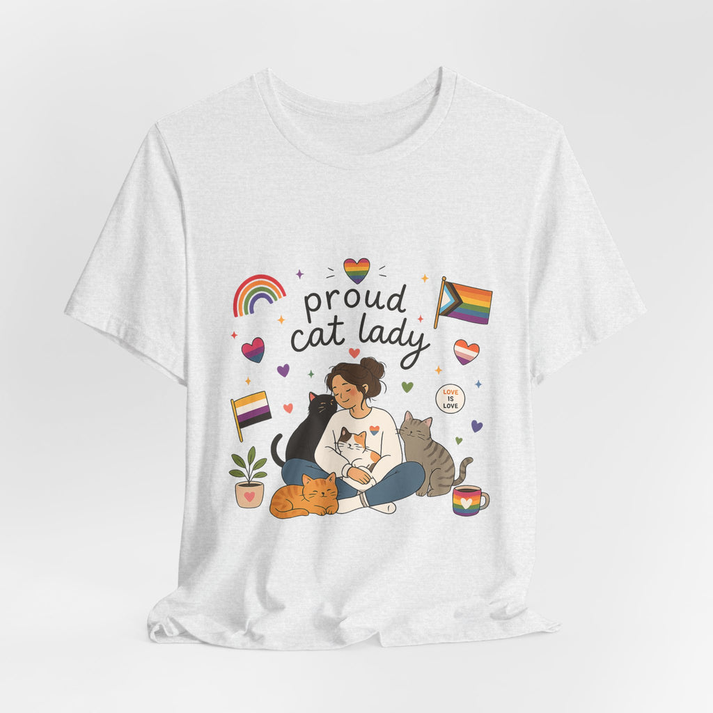 T-Shirt - Proud Cat Lady | LGBTQ+ Pride Cat Lover Shirt