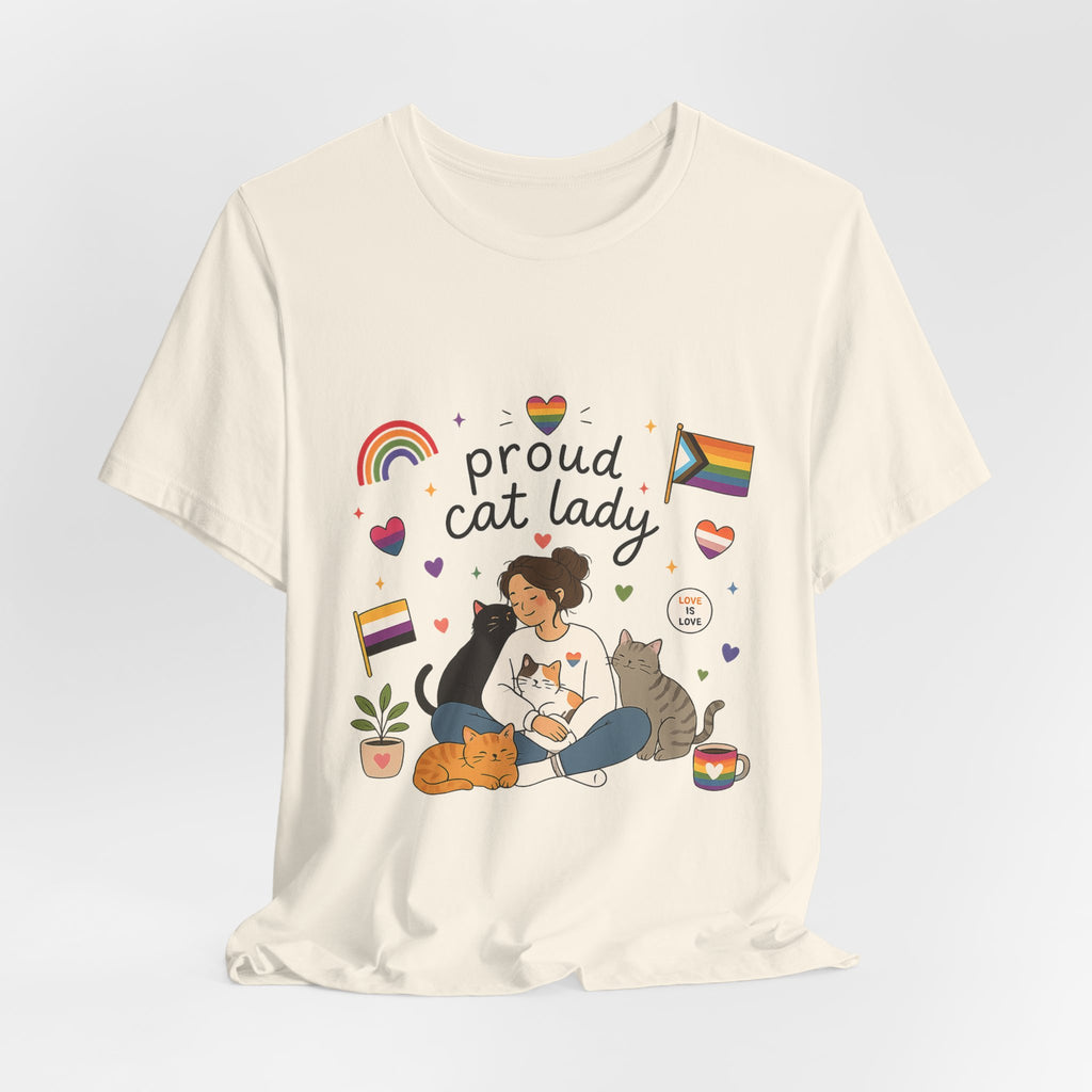T-Shirt - Proud Cat Lady | LGBTQ+ Pride Cat Lover Shirt