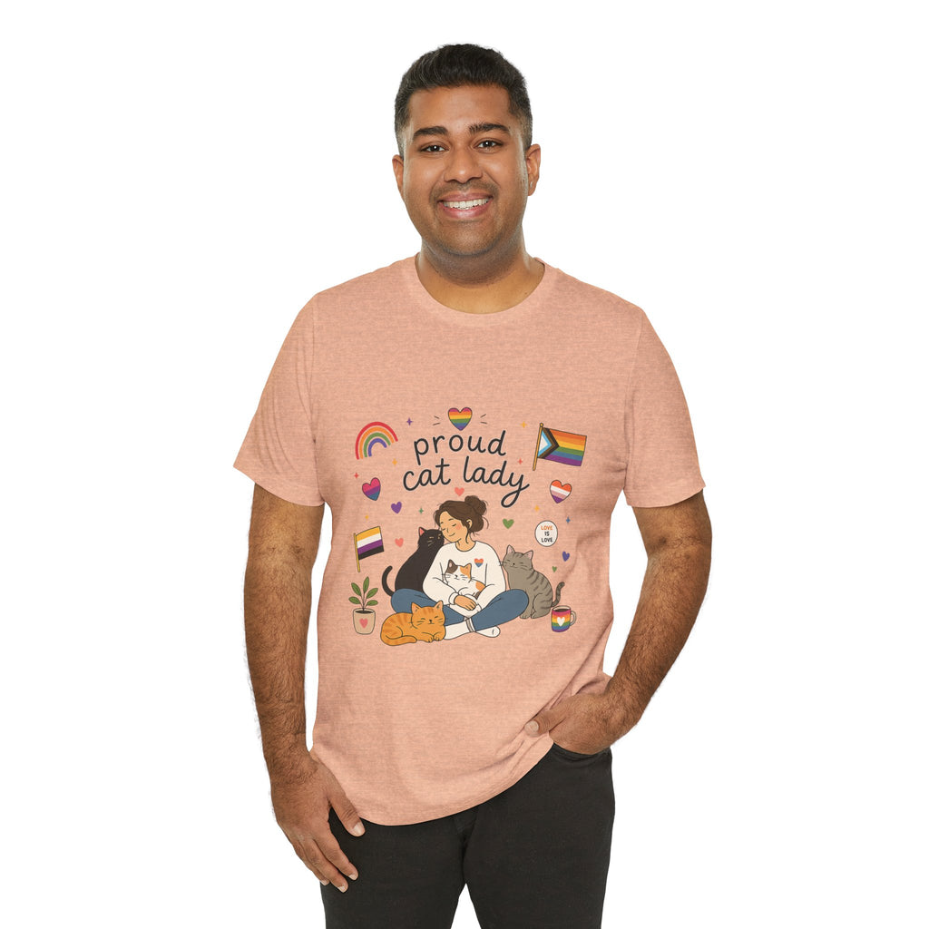 T-Shirt - Proud Cat Lady | LGBTQ+ Pride Cat Lover Shirt