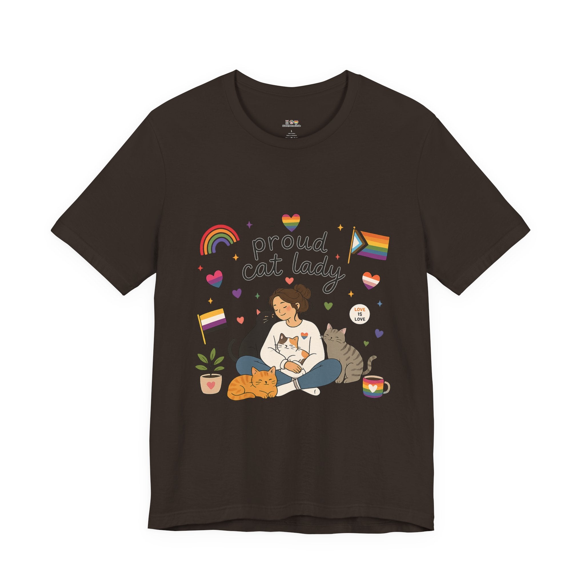 T-Shirt - Proud Cat Lady | LGBTQ+ Pride Cat Lover Shirt